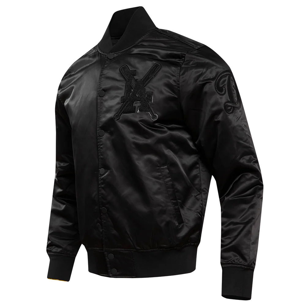 MLB LOS ANGELES DODGERS PRO TRIPLE BLACK MEN'S SATIN JACKET