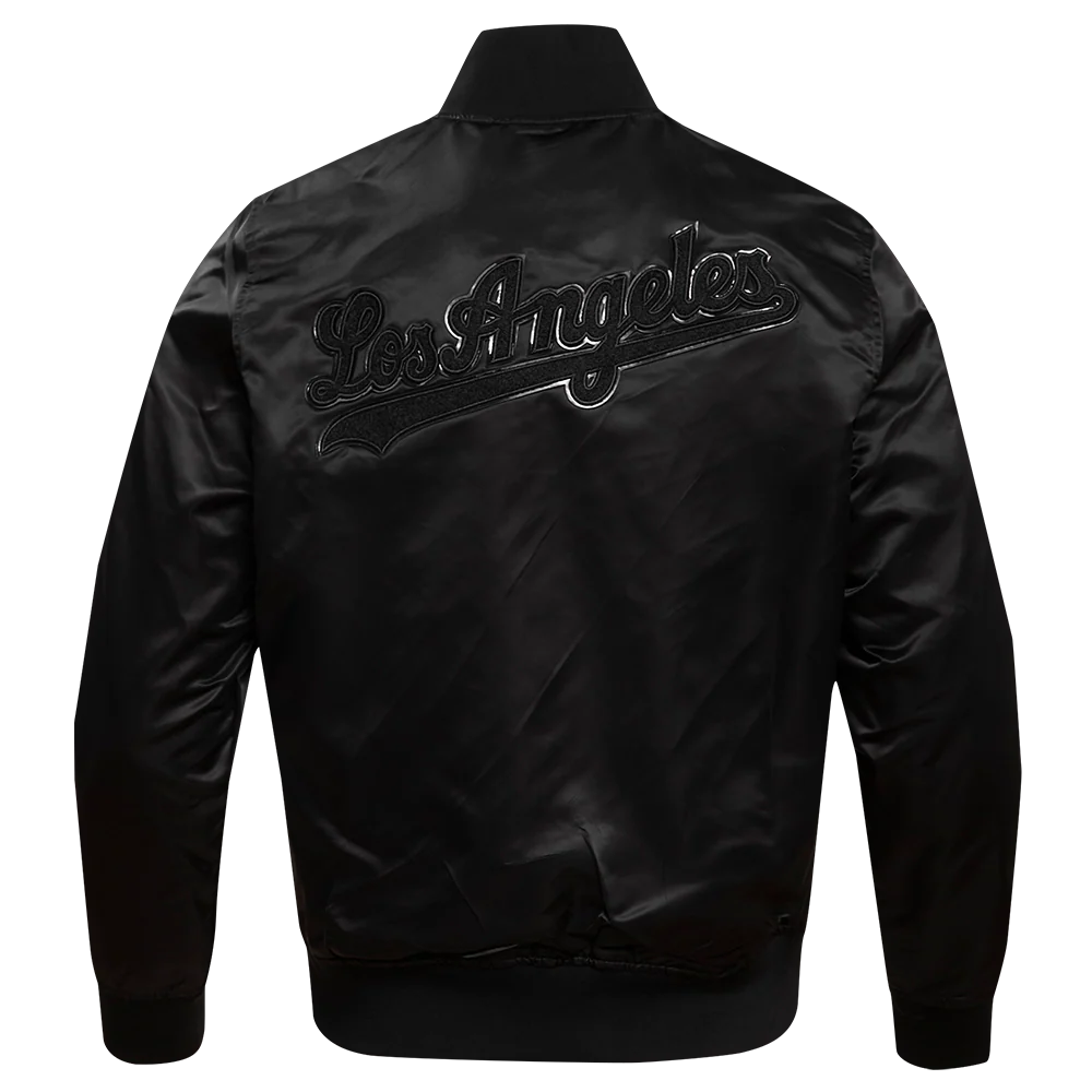 MLB LOS ANGELES DODGERS PRO TRIPLE BLACK MEN'S SATIN JACKET