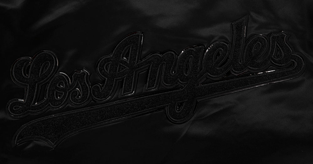MLB LOS ANGELES DODGERS PRO TRIPLE BLACK MEN'S SATIN JACKET