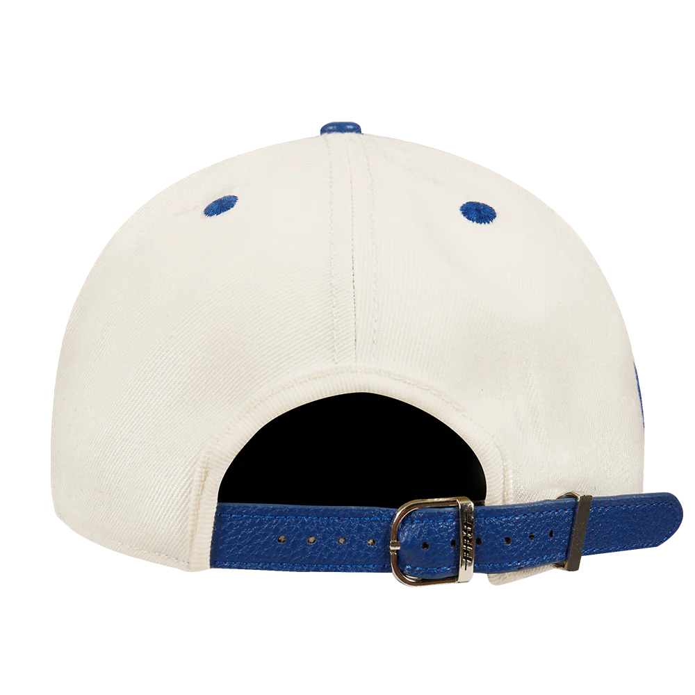 MLB LOS ANGELES DODGERS CHROME MEN'S LEATHER PINCH FRONT STRAPBACK HAT