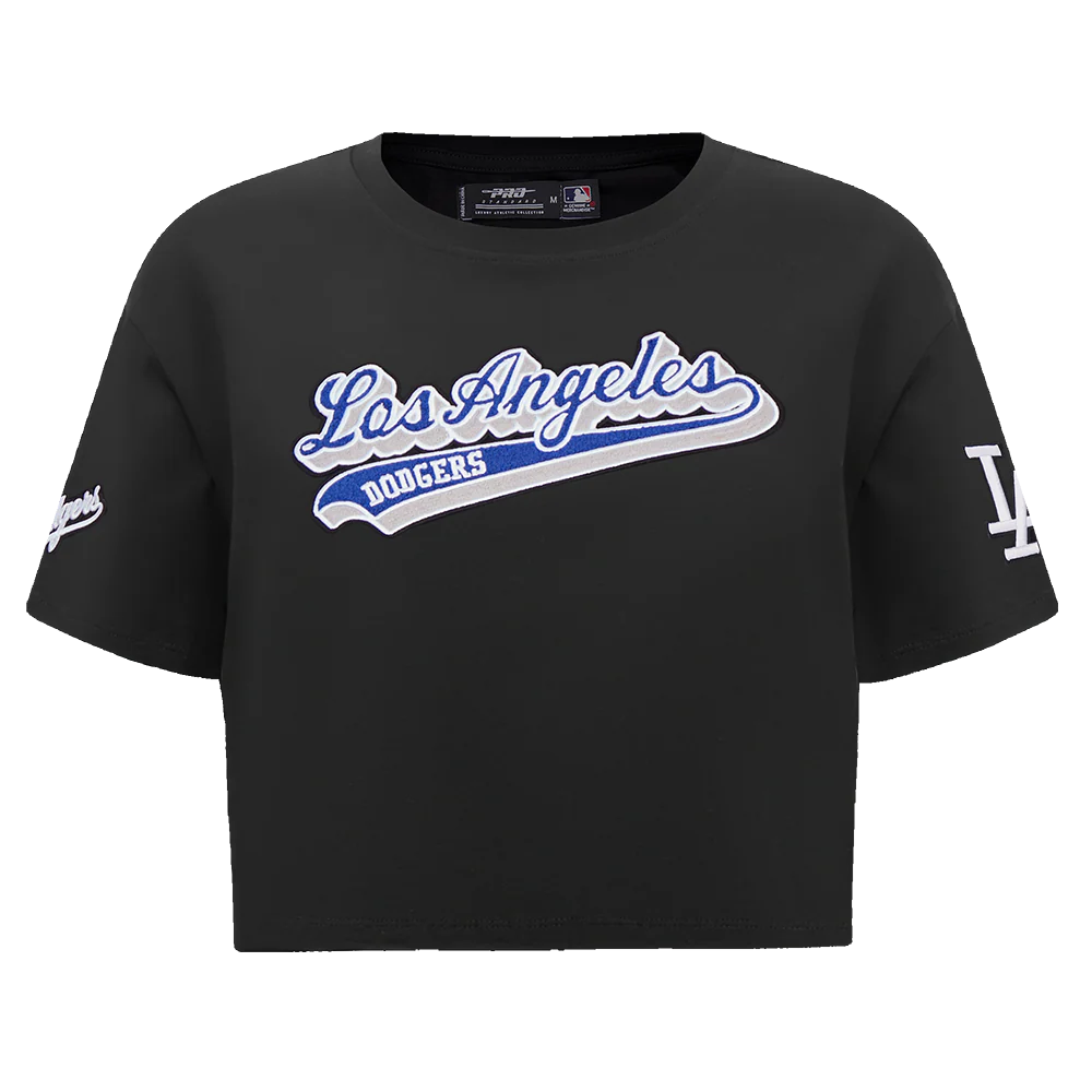 MLB LOS ANGELES DODGERS SCRIPT TAIL WOMEN'S SINGLE JERSEY BOXY TOP