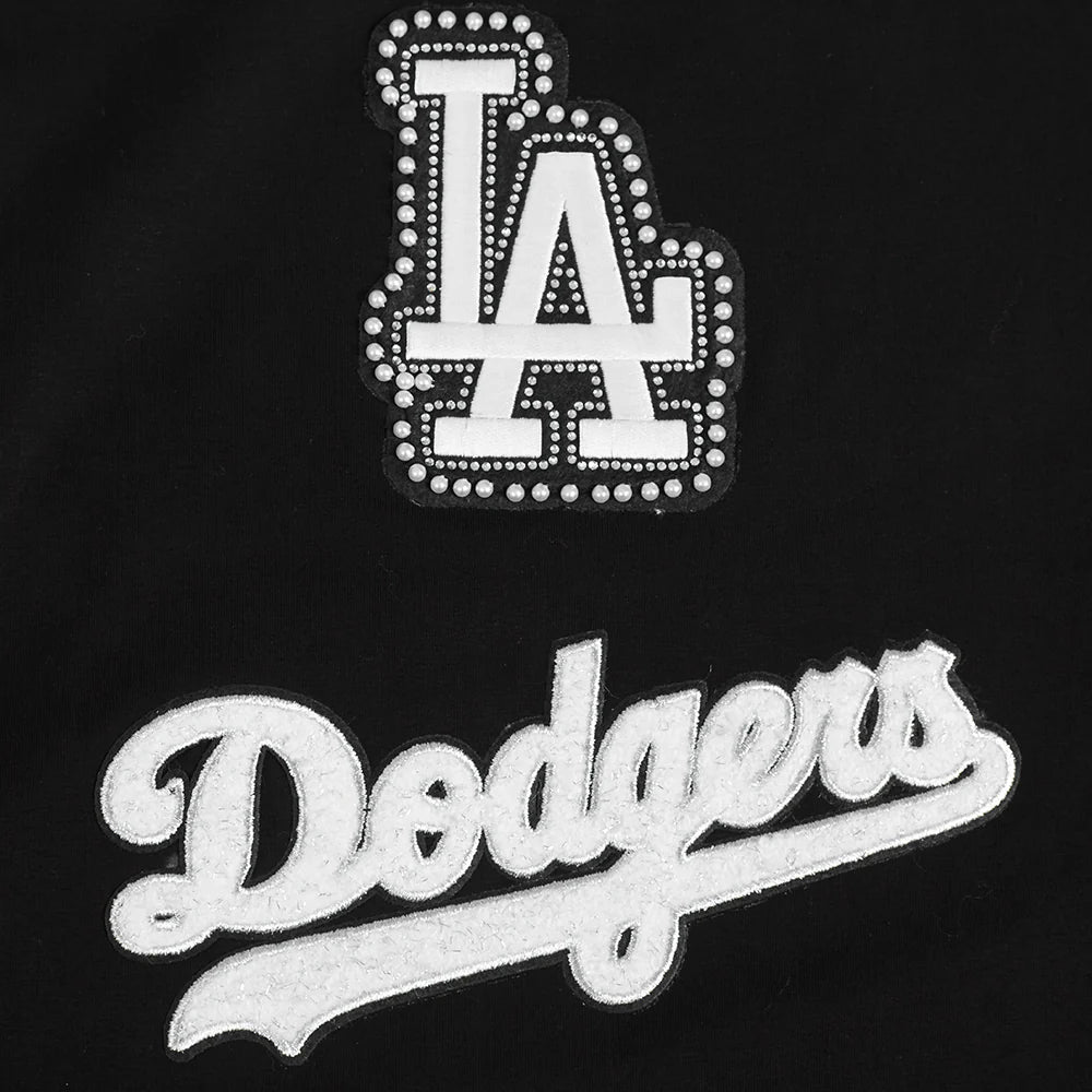 MLB LOS ANGELES DODGERS PEARLS WOMEN'S SINGLE JERSEY BOXY TOP