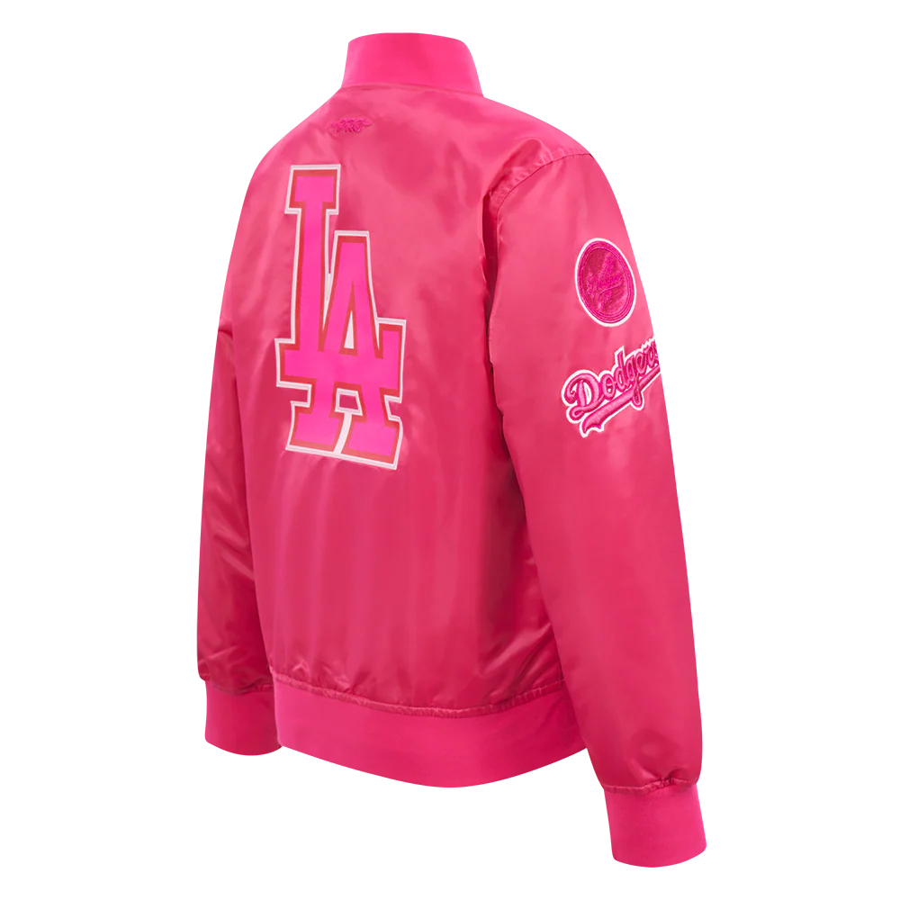 MLB LOS ANGELES DODGERS TRIPLE PINK BIG GIRLS SATIN JACKET