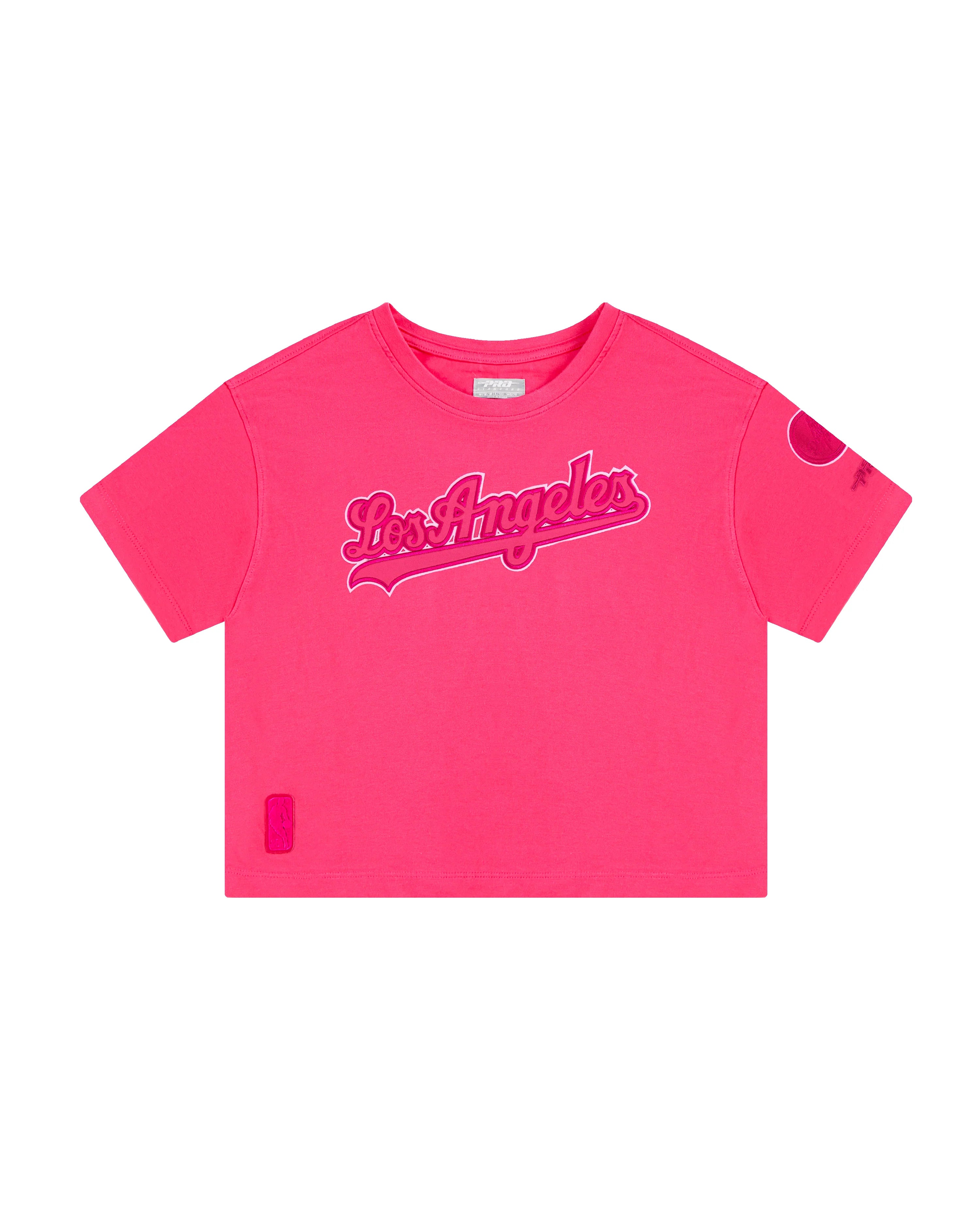MLB LOS ANGELES DODGERS TRIPLE PINK BIG GIRLS SHORT SLEEVE BOXY TOP