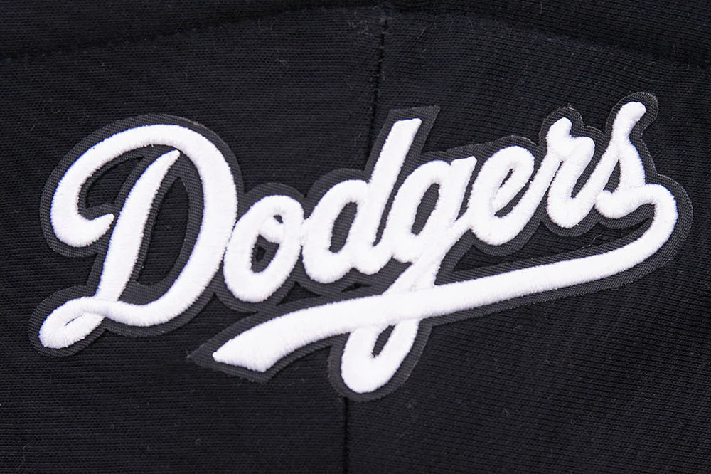 MLB LOS ANGELES DODGERS SCRIPT TAIL WOMEN'S RIB FLEECE CROPPED PULLOVER HOODIE