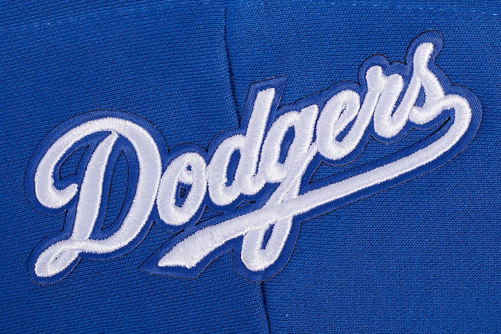 MLB LOS ANGELES DODGERS SCRIPT TAIL WOMEN'S RIB FLEECE CROPPED PULLOVER HOODIE