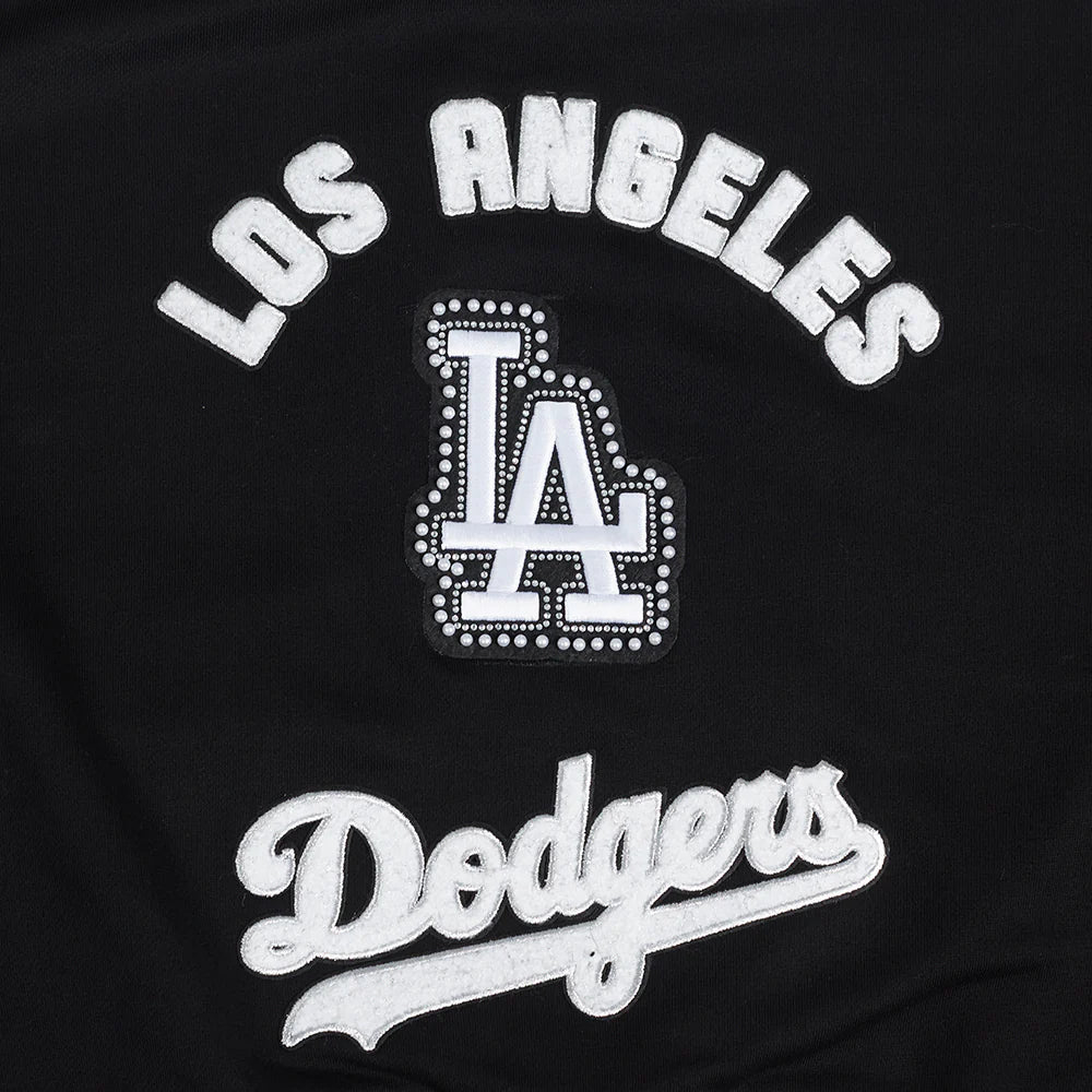 MLB LOS ANGELES DODGERS PEARLS WOMEN'S RIB FLEECE CREWNECK