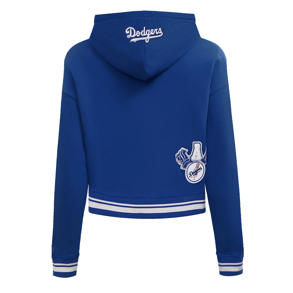 MLB LOS ANGELES DODGERS CITY RANSOM WOMEN'S RIB FLEECE CROPPED PULLOVER HOODIE