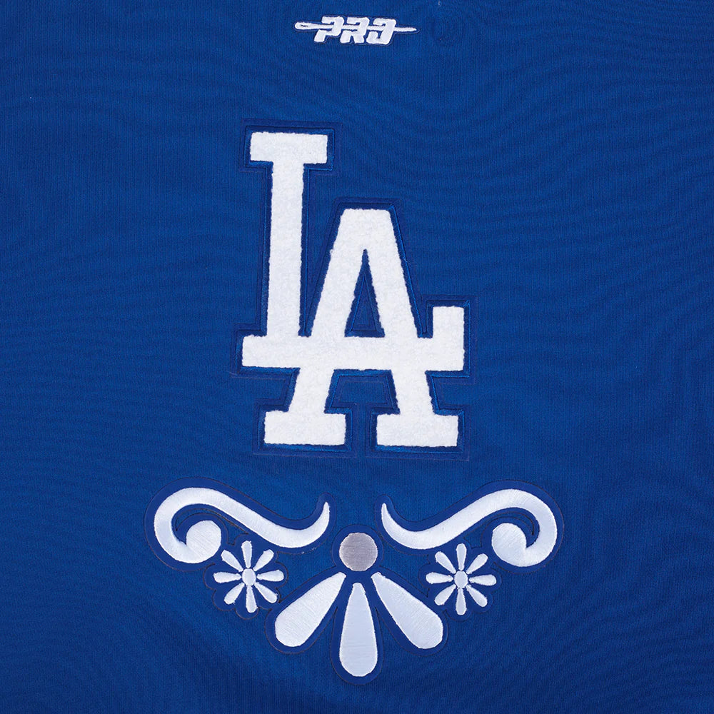 MLB LOS ANGELES DODGERS SUGAR SKULL WOMEN'S FLEECE CROPPED PULLOVER HOODIE