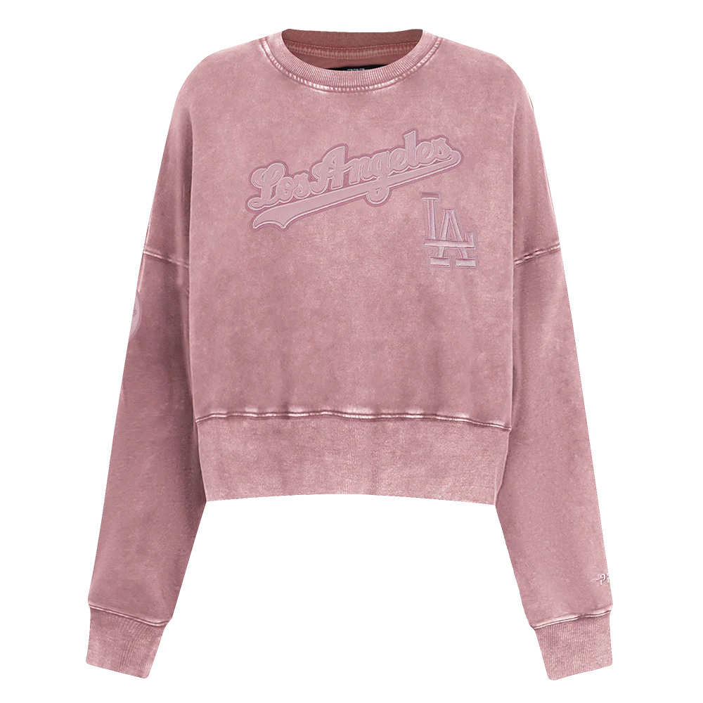 MLB LOS ANGELES DODGERS WASHED CLASSIC WOMEN'S ENZYME WASH FT CREWNECK
