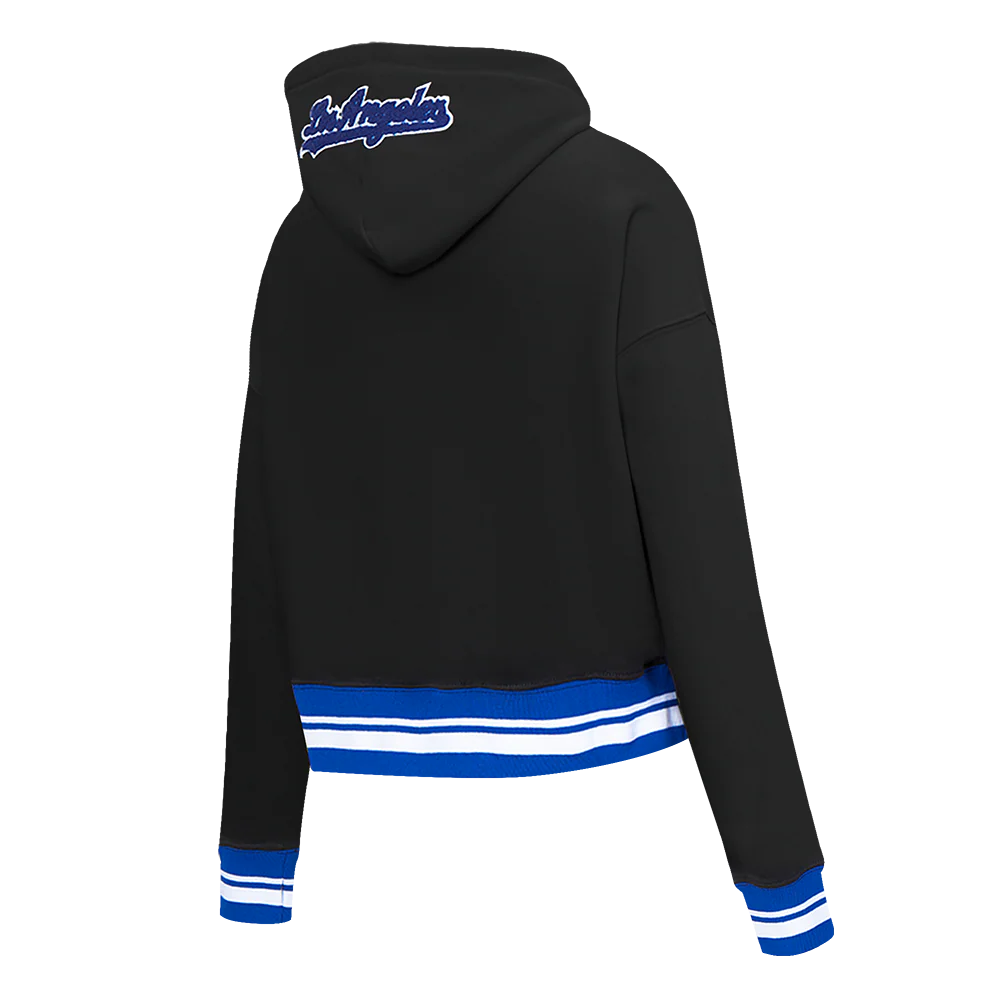 MLB LOS ANGELES DODGERS MASHUP WOMEN'S RIB CROPPED PULLOVER HOODIE