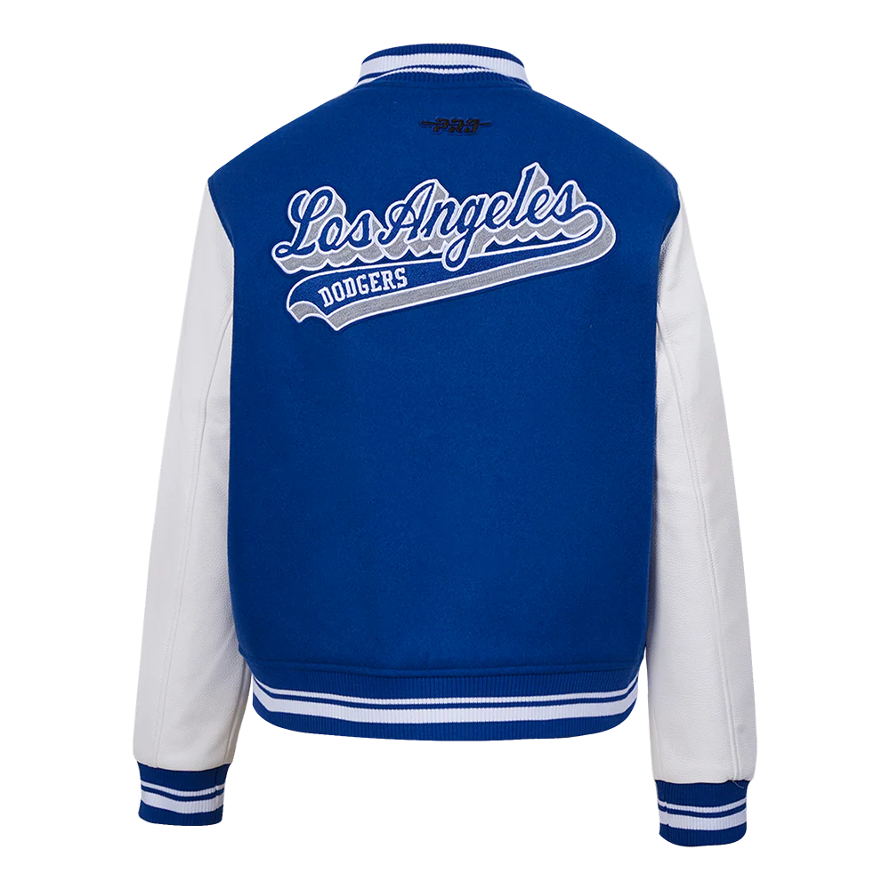MLB LOS ANGELES DODGERS SCRIPT TAIL WOMEN'S RIB WOOL VARSITY JACKET