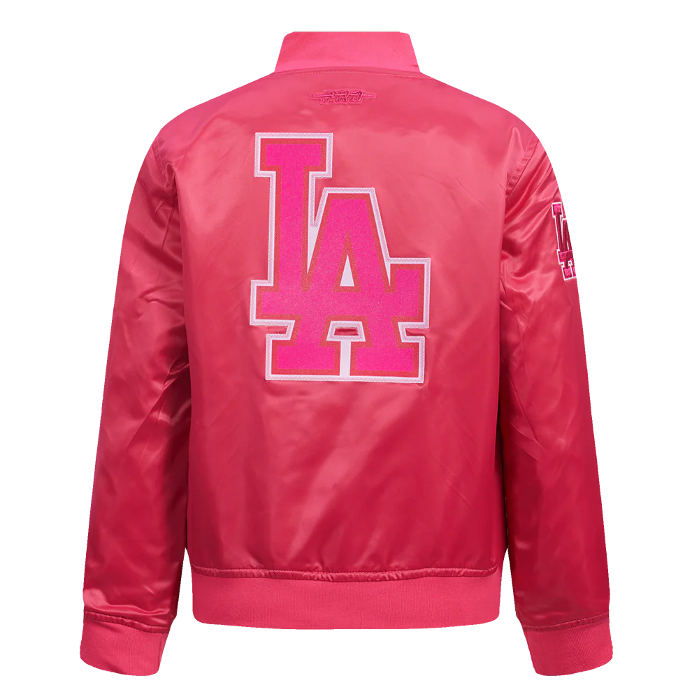 MLB LOS ANGELES DODGERS TRIPLE PINK LITTLE GIRLS SATIN JACKET