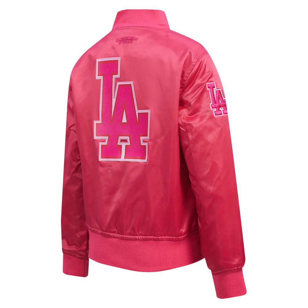 MLB LOS ANGELES DODGERS TRIPLE PINK LITTLE GIRLS SATIN JACKET