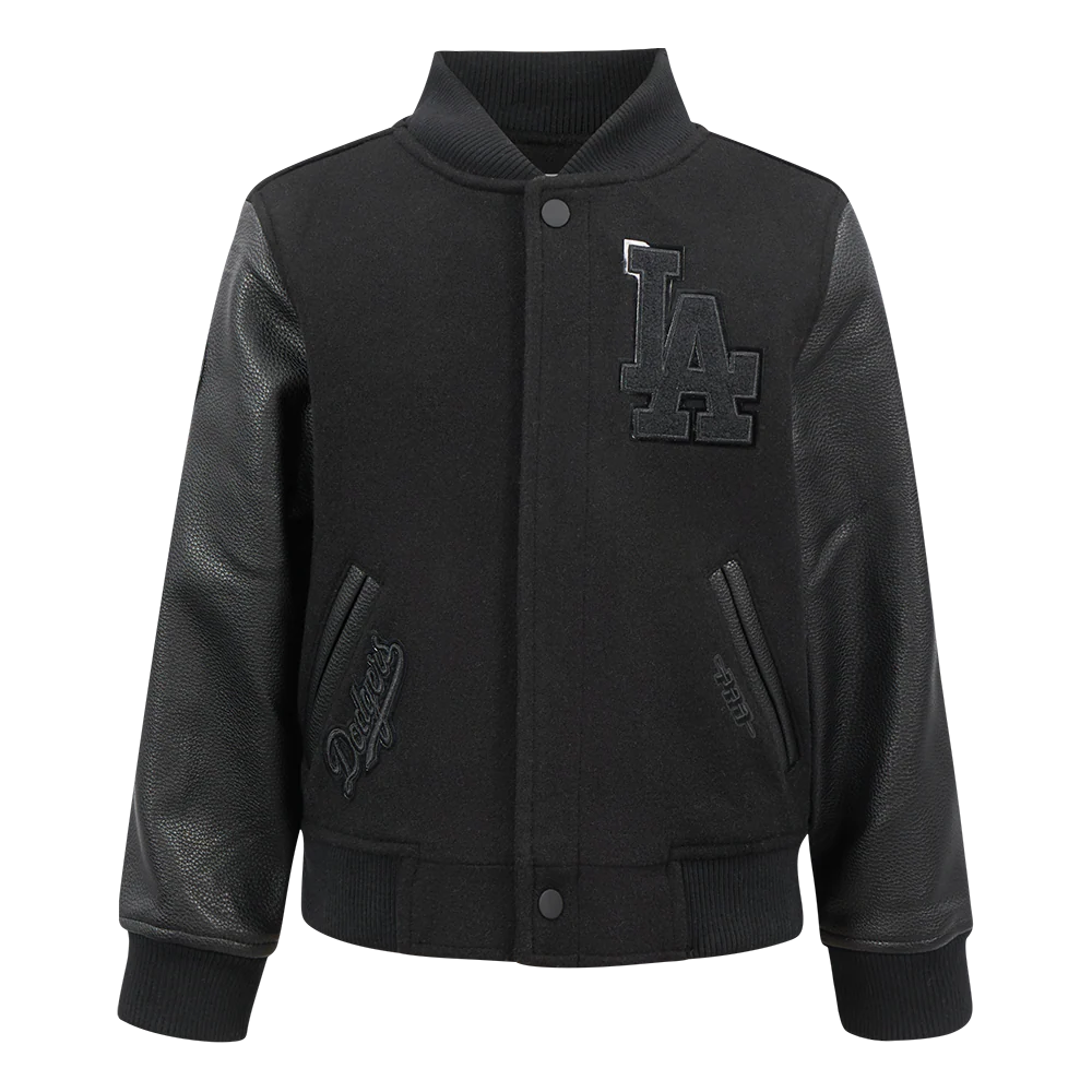 MLB LOS ANGELES DODGERS TRIPLE BLACK LITTLE BOYS WOOL VARSITY JACKET