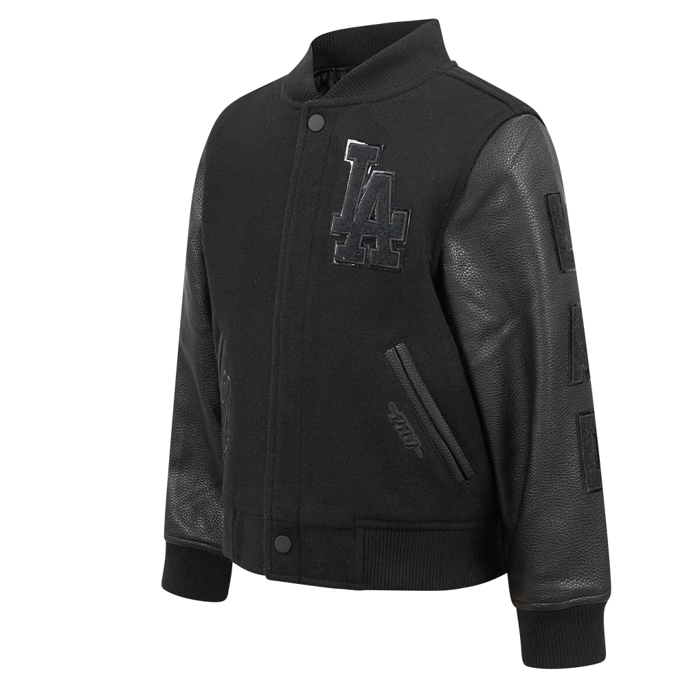 MLB LOS ANGELES DODGERS TRIPLE BLACK LITTLE BOYS WOOL VARSITY JACKET