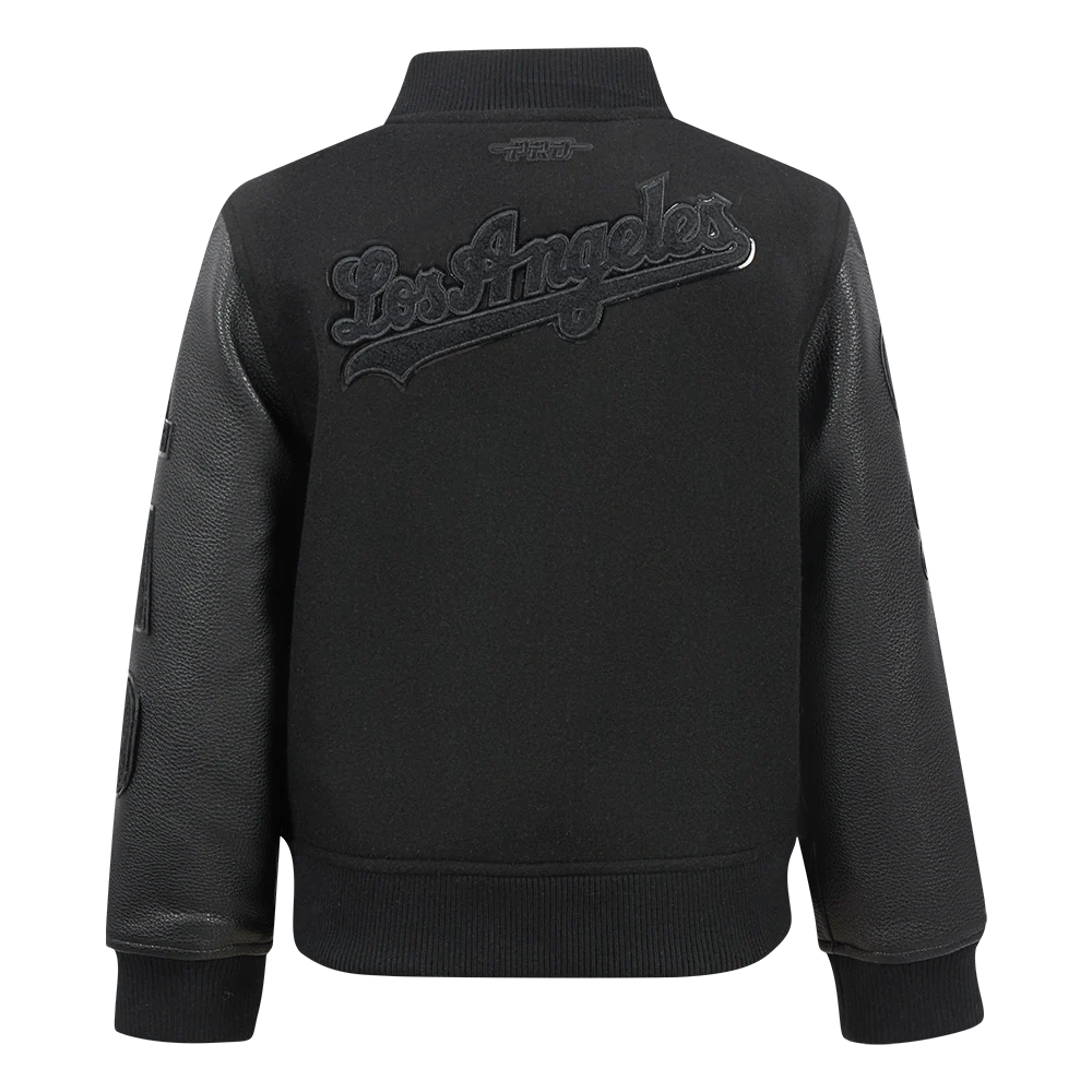 MLB LOS ANGELES DODGERS TRIPLE BLACK LITTLE BOYS WOOL VARSITY JACKET