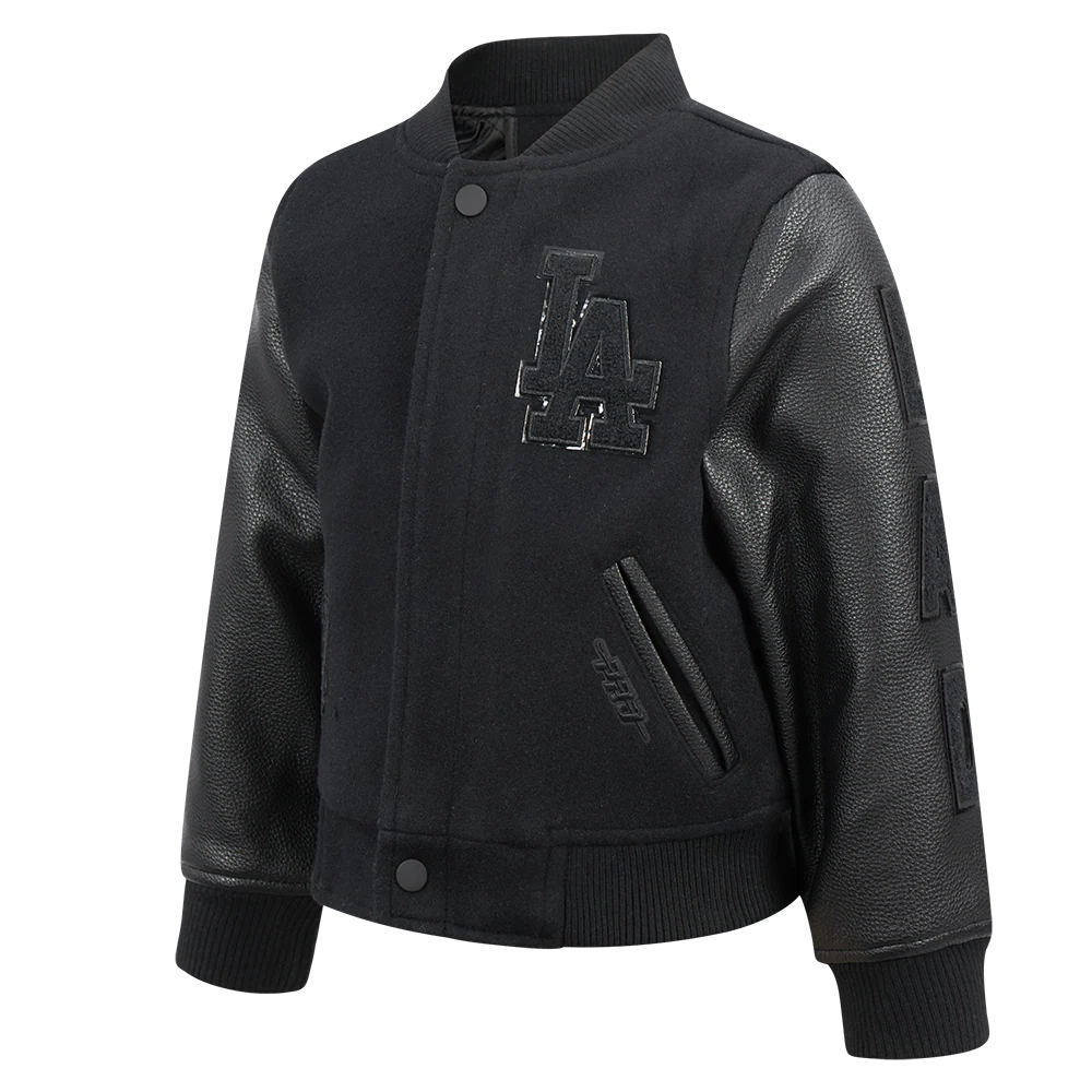 MLB LOS ANGELES DODGERS TRIPLE BLACK TODDLER BOYS WOOL VARSITY JACKET
