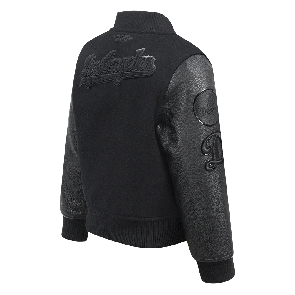 MLB LOS ANGELES DODGERS TRIPLE BLACK TODDLER BOYS WOOL VARSITY JACKET