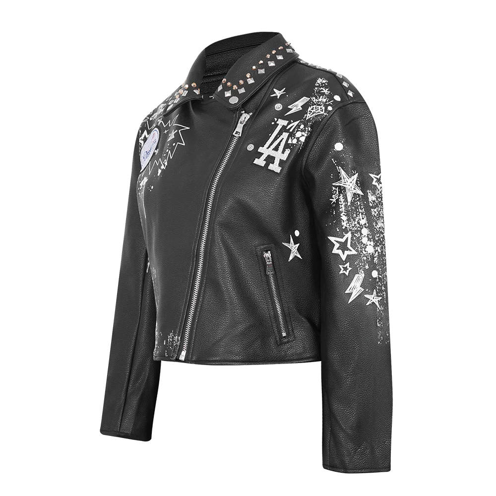MLB LOS ANGELES DODGERS SKETCHBOOK WOMEN'S LEATHER JACKET