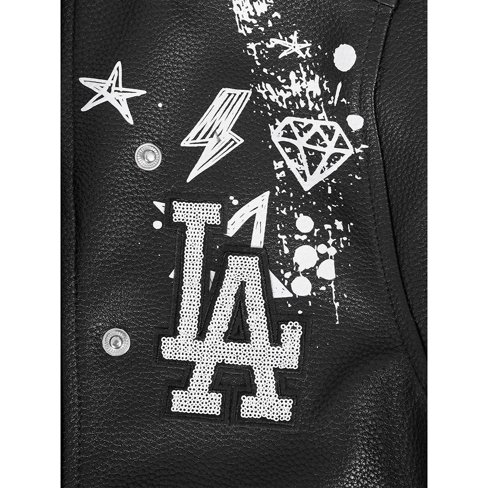 MLB LOS ANGELES DODGERS SKETCHBOOK WOMEN'S LEATHER JACKET