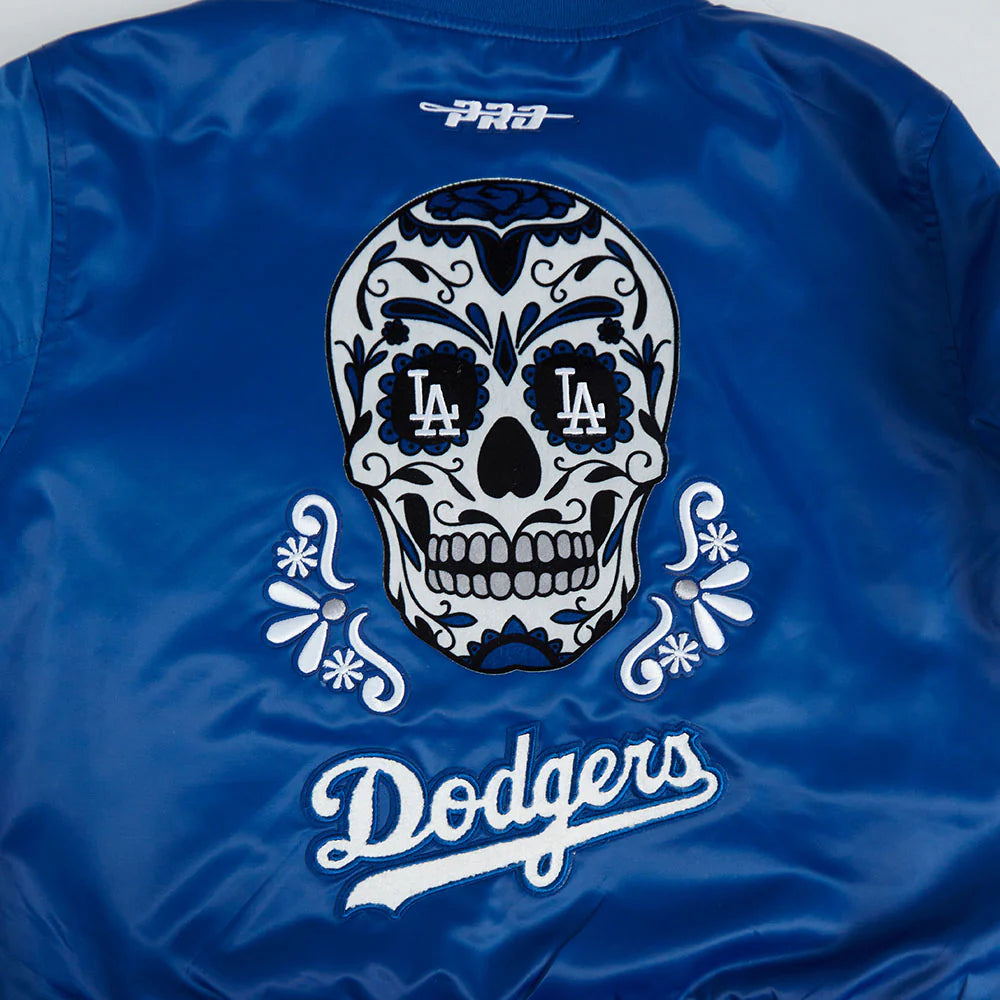 MLB LOS ANGELES DODGERS SUGAR SKULL WOMEN'S SATIN JACKET