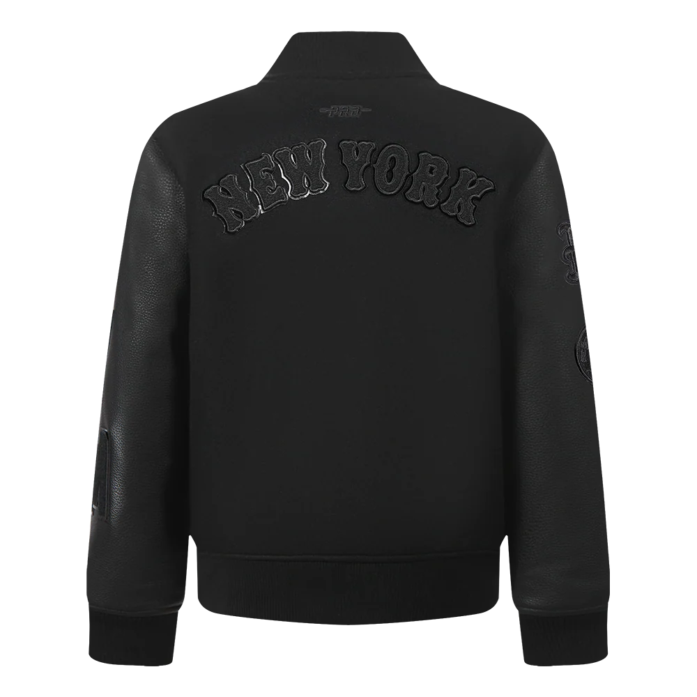 MLB NEW YORK METS TRIPLE BLACK BIG BOYS WOOL VARSITY JACKET