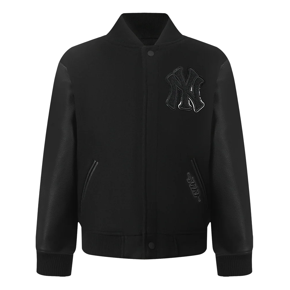 MLB NEW YORK YANKEES TRIPLE BLACK TODDLER BOYS WOOL VARSITY JACKET