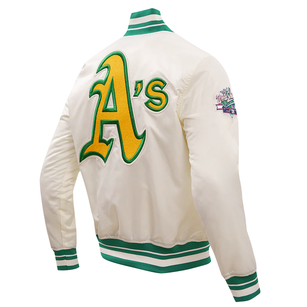 MLB OAKLAND ATHLETICS RETRO CLASSIC MEN'S RIB SATIN JACKET