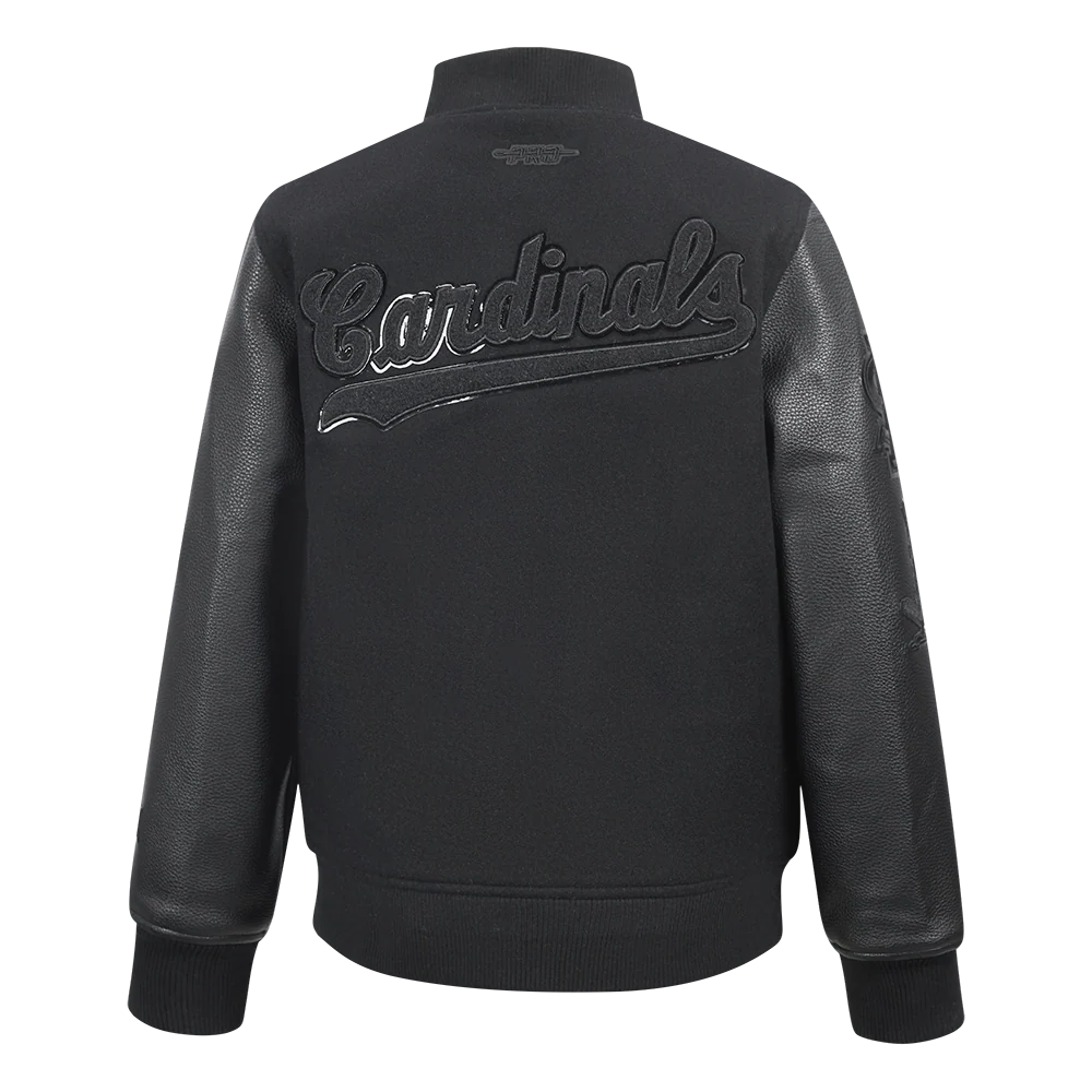 MLB ST. LOUIS CARDINALS TRIPLE BLACK BIG BOYS WOOL VARSITY JACKET