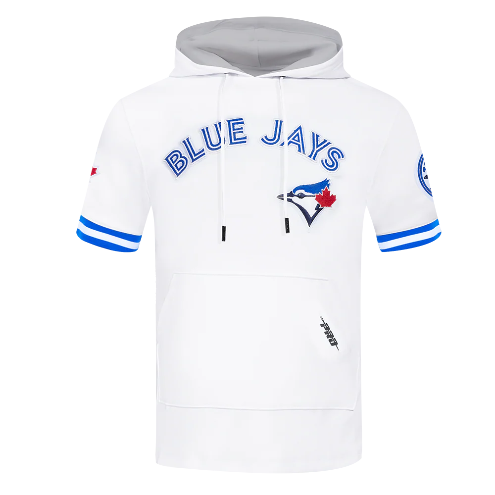 MLB TORONTO BLUE JAYS CLASSIC CHENILLE MEN'S DOUBLE KNIT SHORT SLEEVE PULLOVER HOODIE