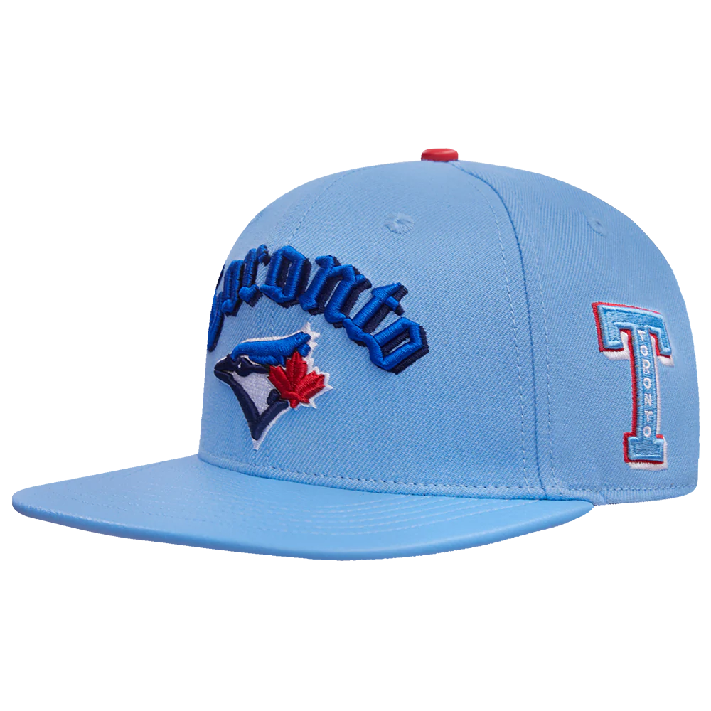 MLB TORONTO BLUE JAYS OLD ENGLISH UNISEX 6 PANEL LEATHER STRAPBACK