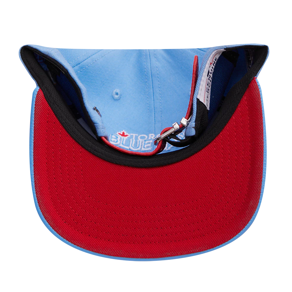 MLB TORONTO BLUE JAYS OLD ENGLISH UNISEX 6 PANEL LEATHER STRAPBACK