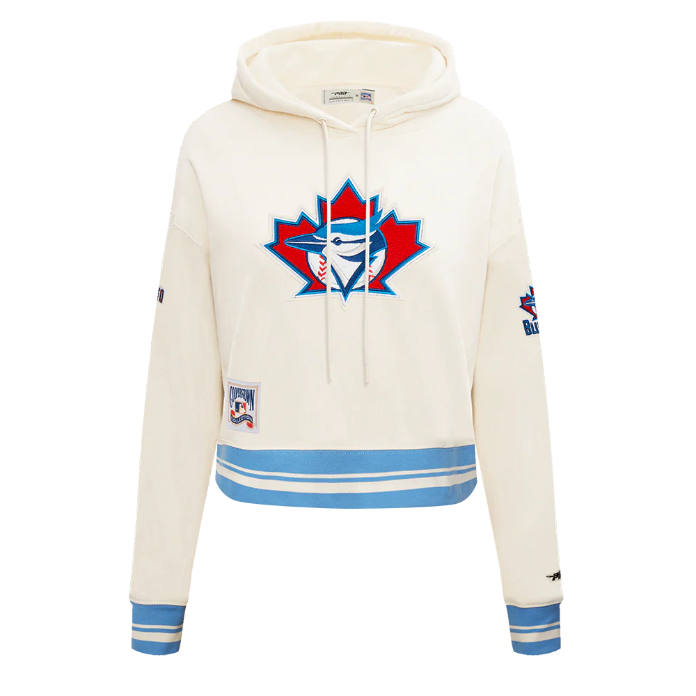MLB TORONTO BLUE JAYS RETRO CLASSIC WOMEN'S RIB CROPPED PULLOVER HOODIE