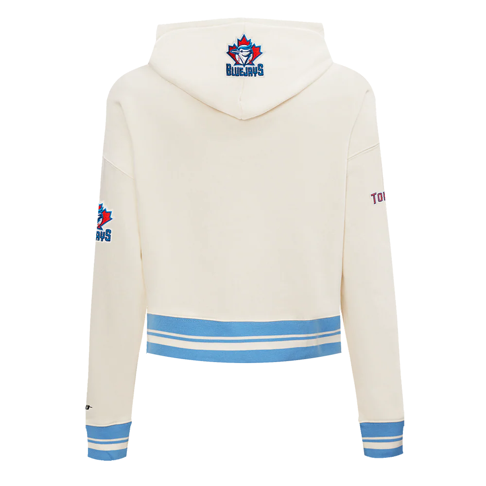 MLB TORONTO BLUE JAYS RETRO CLASSIC WOMEN'S RIB CROPPED PULLOVER HOODIE