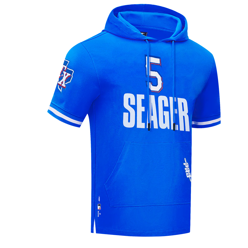 MLB TEXAS RANGERS COREY SEAGER #5 CLASSIC MEN'S SHORT SLEEVE PULLOVER HOODIE