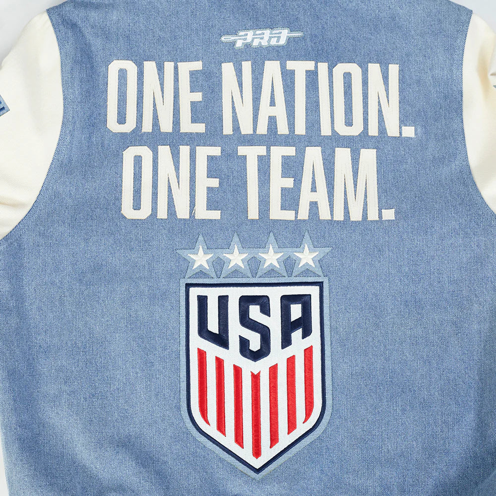 US SOCCER VARSITY BLUES MEN'S DENIM VARSITY JACKET