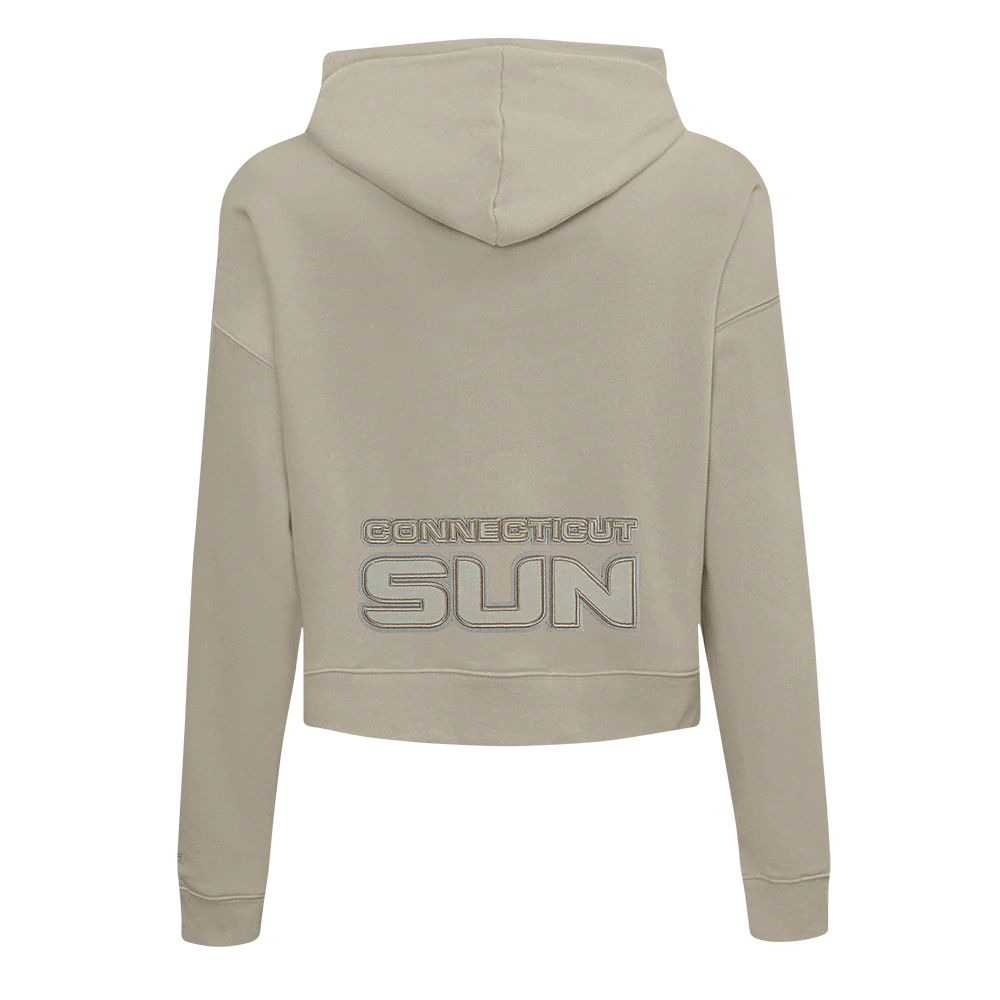 WNBA CONNECTICUT SUN NEUTRAL WOMEN'S FLEECE CROPPED PULLOVER HOODIE