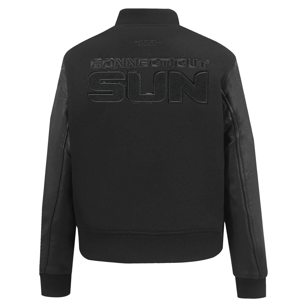 WNBA CONNECTICUT SUN TRIPLE BLACK WOMEN'S RIB WOOL VARSITY JACKET