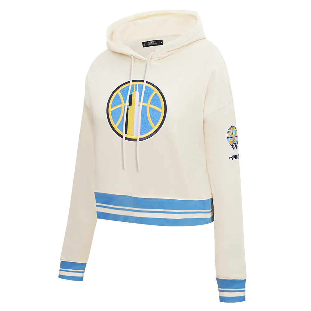 WNBA CHICAGO SKY RETRO CLASSICS WOMEN'S RIB FLEECE CROPPED PULLOVER HOODIE