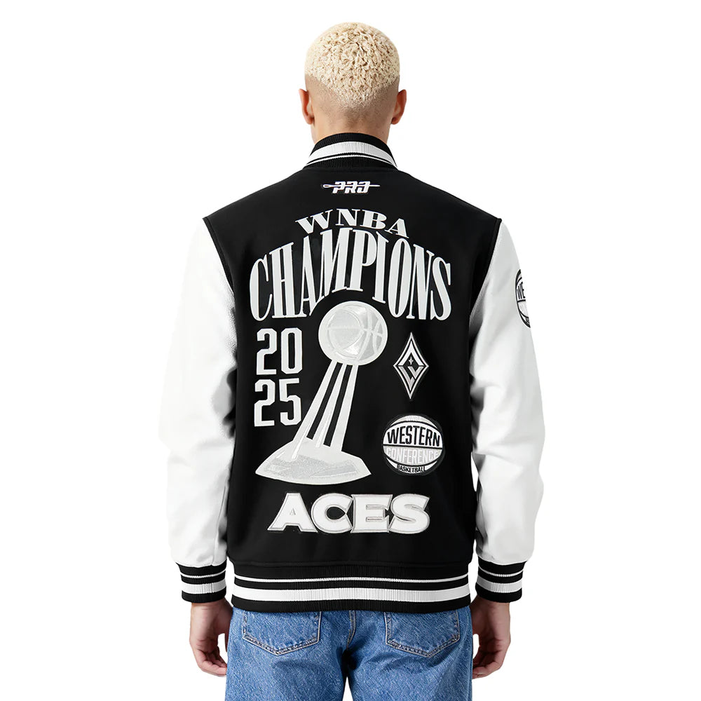 LAS VEGAS ACES WNBA FINALS 2025 MEN'S RIB WOOL VARSITY JACKET