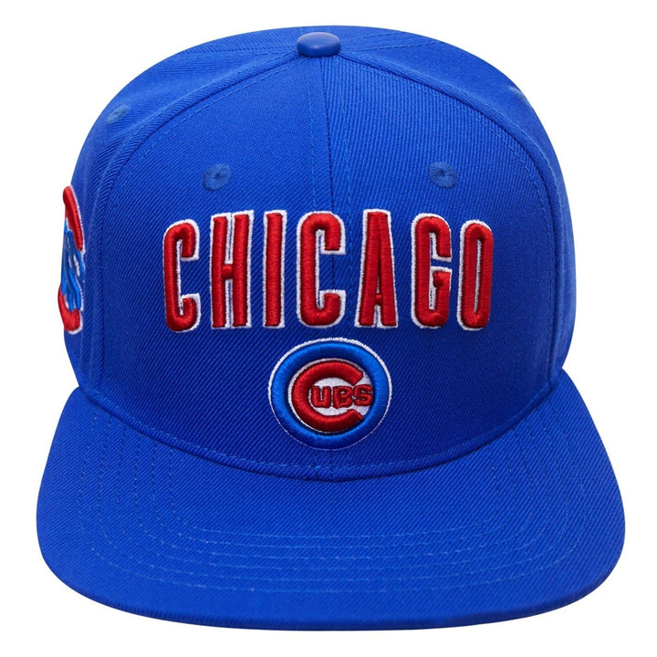 CHICAGO CUBS STACKED LOGO WOOL SNAPBACK HAT